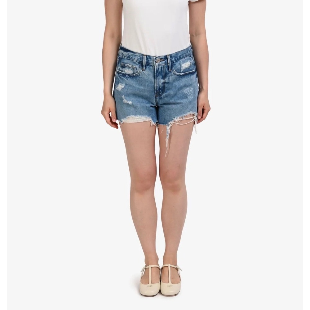 FRAME Le Brigette Short Light Wash Distressed Denim Cut Off Shorts Size 29